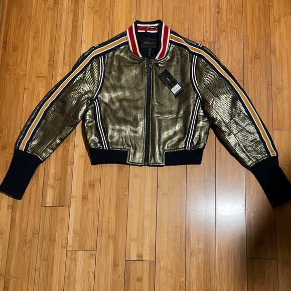 NWT BCBMAXAZRIA Andreas Metallic Bomber Jacket Size XS - Picture 5 of 16